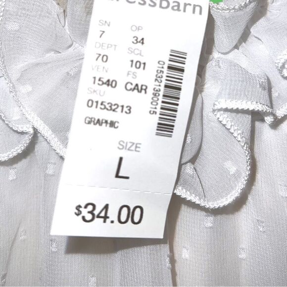 Dress Barn gorgeous white top with dainty design! New! - Picture 11 of 12